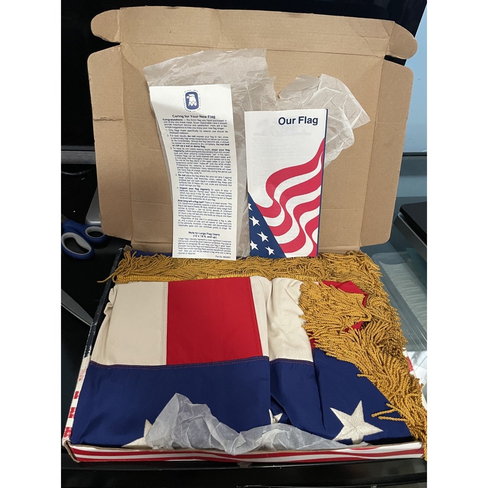 New Vintage Annin Tough-Tex 3 x 5ft US Flag Heavy Duty W/ box & inserts